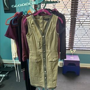 White House Black Market Olive Green Dress